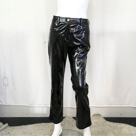 Maje Paveli Black Zipped Cuff High Rise Vinyl Cropped Trousers EUR 40 US 10 - Picture 3 of 11
